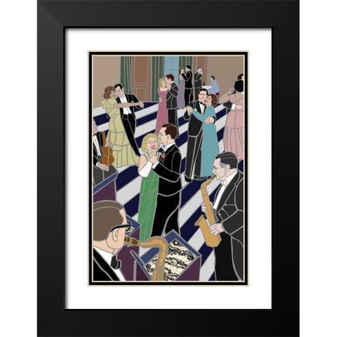 Dance Scene Black Modern Wood Framed Art Print with Double Matting by Mandell, Jonathan