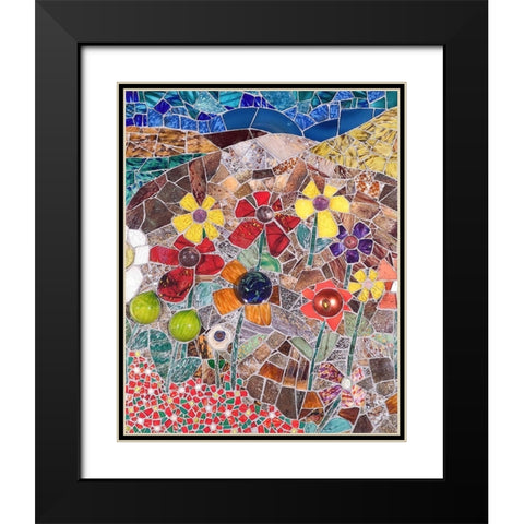 Mountainscape with Flowers I Black Modern Wood Framed Art Print with Double Matting by Mandell, Jonathan