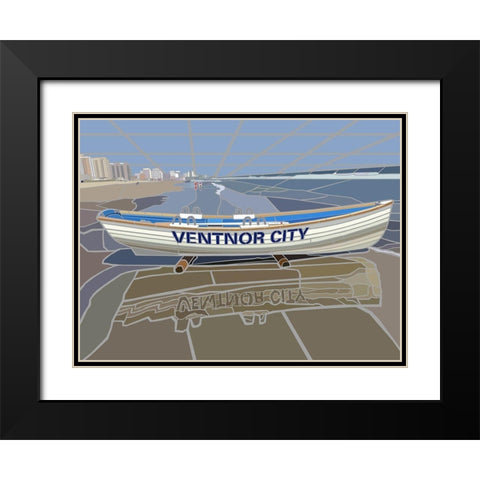 Ventnor City Beach Vista Scene Black Modern Wood Framed Art Print with Double Matting by Mandell, Jonathan