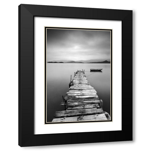 Peaceful Pier Black Modern Wood Framed Art Print with Double Matting by Anonymous