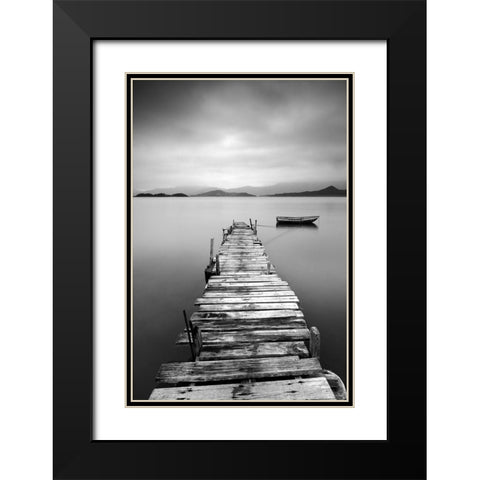 Peaceful Pier Black Modern Wood Framed Art Print with Double Matting by Anonymous