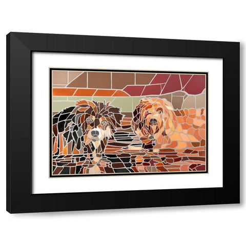 Two Dogs in Water Black Modern Wood Framed Art Print with Double Matting by Mandell, Jonathan