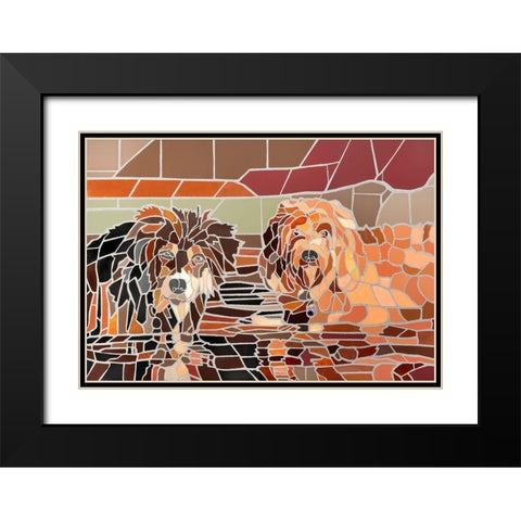 Two Dogs in Water Black Modern Wood Framed Art Print with Double Matting by Mandell, Jonathan