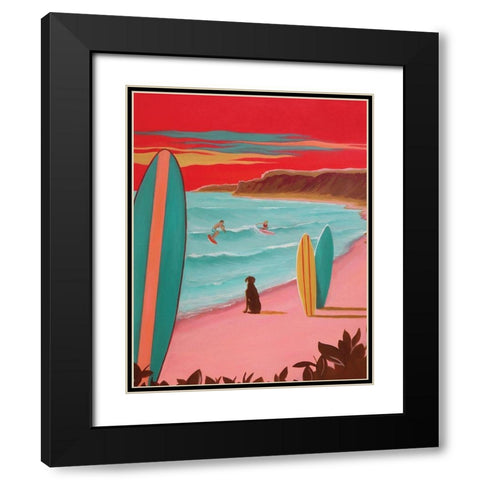 Ditch Plains Surf Black Modern Wood Framed Art Print with Double Matting by Saxe, Carol