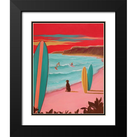 Ditch Plains Surf Black Modern Wood Framed Art Print with Double Matting by Saxe, Carol