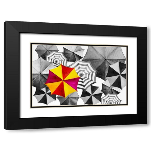 Watercolor Umbrella Painting Black Modern Wood Framed Art Print with Double Matting by Kongchan, Tanom