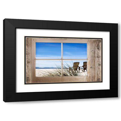 Window With a Beach View Black Modern Wood Framed Art Print with Double Matting by Gould, Marilyn