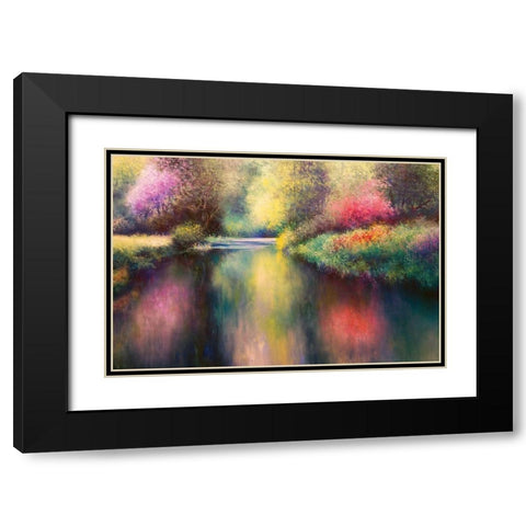Spring Meadow with Creek Black Modern Wood Framed Art Print with Double Matting by Rossi, Giorgio