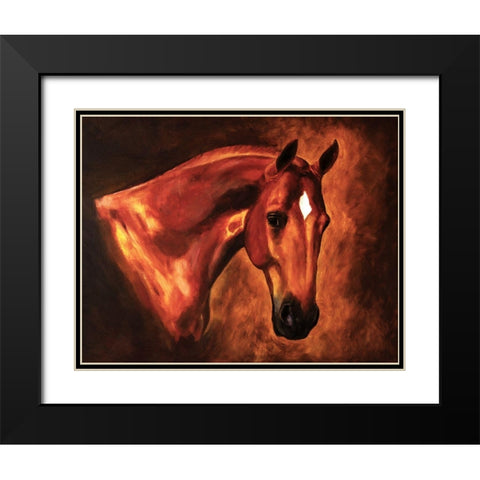 Chestnut Stallion Black Modern Wood Framed Art Print with Double Matting by Anonymous