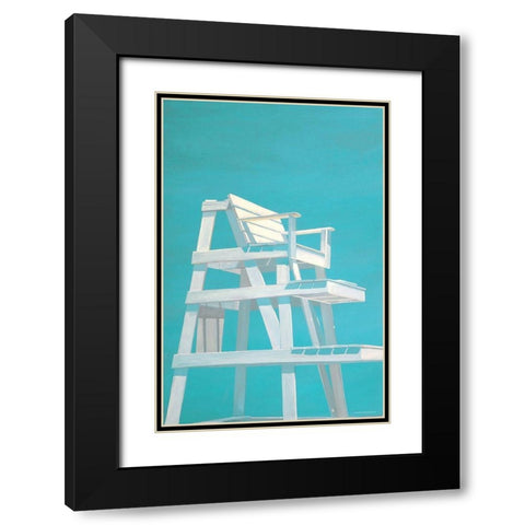 Life Guard Stand (turquoise) Black Modern Wood Framed Art Print with Double Matting by Saxe, Carol