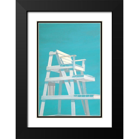 Life Guard Stand (turquoise) Black Modern Wood Framed Art Print with Double Matting by Saxe, Carol