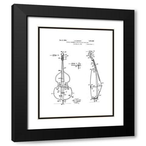 Cello Diagram Black Modern Wood Framed Art Print with Double Matting by Anonymous