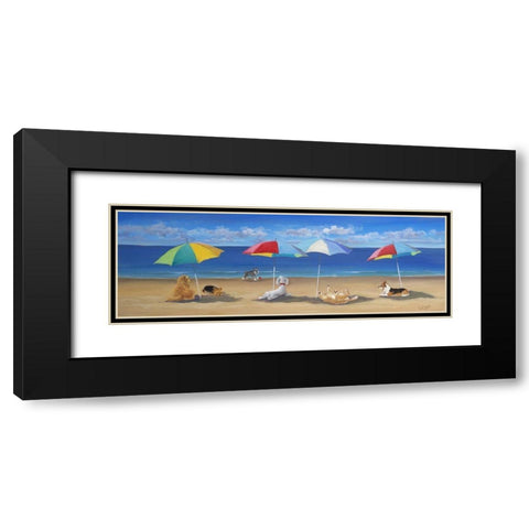 Umbrella Paws Black Modern Wood Framed Art Print with Double Matting by Saxe, Carol