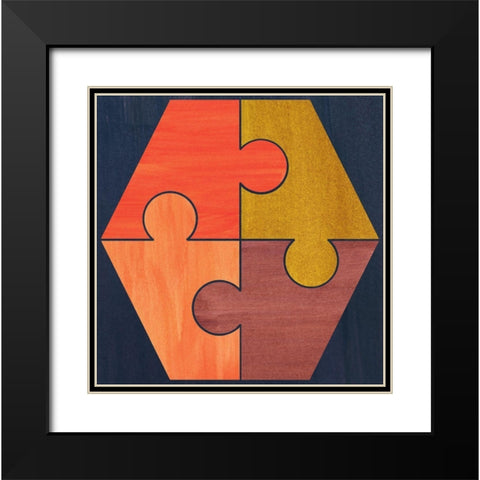 Patterned Hexagon Black Modern Wood Framed Art Print with Double Matting by Inuit