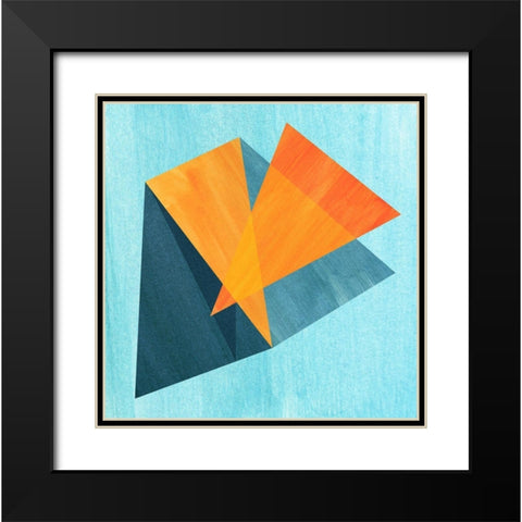 Triangle Folds Black Modern Wood Framed Art Print with Double Matting by Inuit