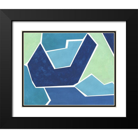Teal and Blue Jigsaw Black Modern Wood Framed Art Print with Double Matting by Inuit