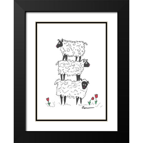 Stacked Sheep  Black Modern Wood Framed Art Print with Double Matting by Carroccio, Lisa