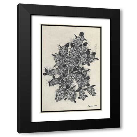 Turtles on the Beach Black Modern Wood Framed Art Print with Double Matting by Carroccio, Lisa