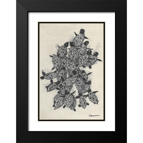 Turtles on the Beach Black Modern Wood Framed Art Print with Double Matting by Carroccio, Lisa