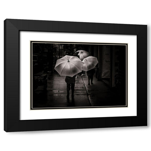 Just Walking in the Rain Black Modern Wood Framed Art Print with Double Matting by Carson, Brian