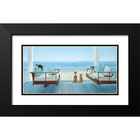 Hanging Out Black Modern Wood Framed Art Print with Double Matting by Saxe, Carol