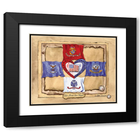 God Bless Our Troops Black Modern Wood Framed Art Print with Double Matting by Alexander, Natalie