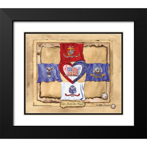 God Bless Our Troops Black Modern Wood Framed Art Print with Double Matting by Alexander, Natalie