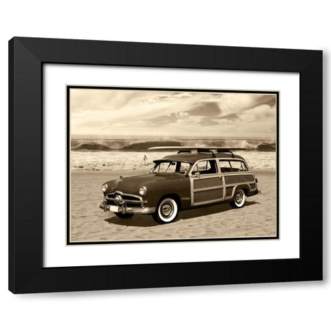 Vintage Woody Sepia Black Modern Wood Framed Art Print with Double Matting by Anonymous