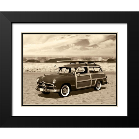 Vintage Woody Sepia Black Modern Wood Framed Art Print with Double Matting by Anonymous