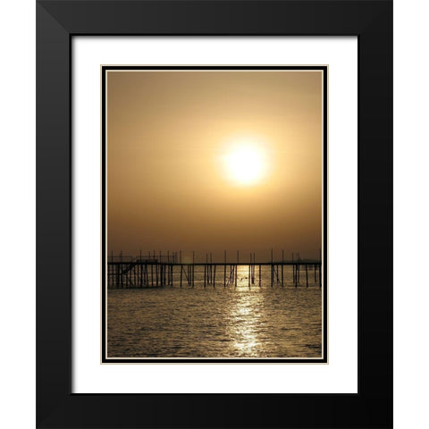 Golden Sunset Black Modern Wood Framed Art Print with Double Matting by Anonymous