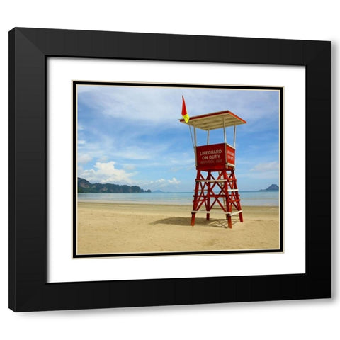 Lifeguard Observation Tower, Color Black Modern Wood Framed Art Print with Double Matting by Anonymous