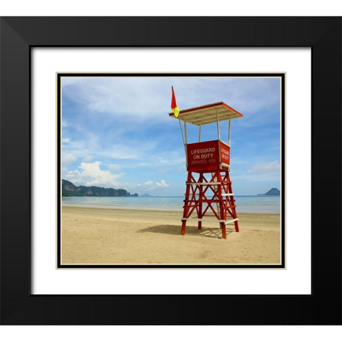 Lifeguard Observation Tower, Color Black Modern Wood Framed Art Print with Double Matting by Anonymous