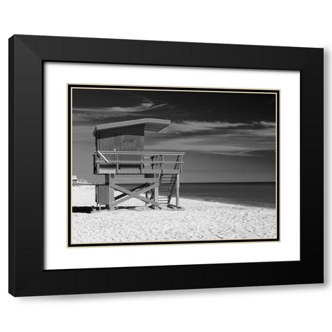 Lifeguard Stand III Black Modern Wood Framed Art Print with Double Matting by Anonymous