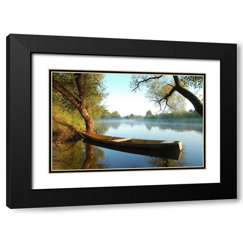Tranquil Morning, Color Black Modern Wood Framed Art Print with Double Matting by Anonymous