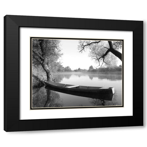 Tranquil Morning Black Modern Wood Framed Art Print with Double Matting by Anonymous