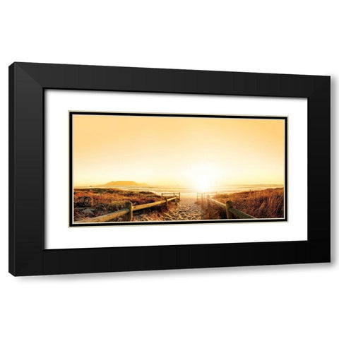 Sunset Beach Path Black Modern Wood Framed Art Print with Double Matting by Anonymous