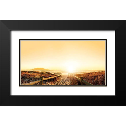 Sunset Beach Path Black Modern Wood Framed Art Print with Double Matting by Anonymous