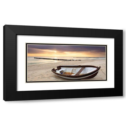 Coastal Panorama Black Modern Wood Framed Art Print with Double Matting by Anonymous