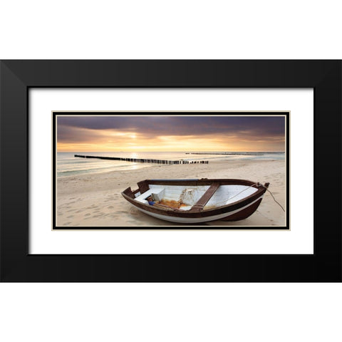 Coastal Panorama Black Modern Wood Framed Art Print with Double Matting by Anonymous