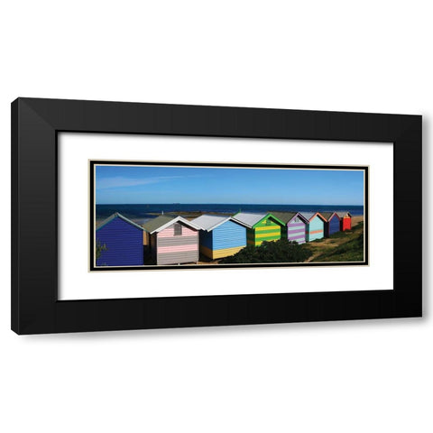 Colorful Bathing Boxes Black Modern Wood Framed Art Print with Double Matting by Mackenzie, R.
