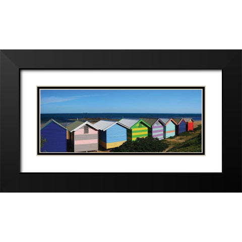 Colorful Bathing Boxes Black Modern Wood Framed Art Print with Double Matting by Mackenzie, R.