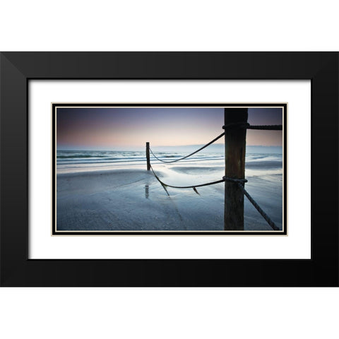 Poles at Dusk Black Modern Wood Framed Art Print with Double Matting by Anonymous