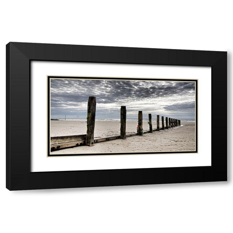 Post Row at Beach Black Modern Wood Framed Art Print with Double Matting by Adrian Z