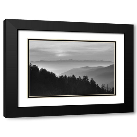 Smoky Mountains Black Modern Wood Framed Art Print with Double Matting by Anonymous