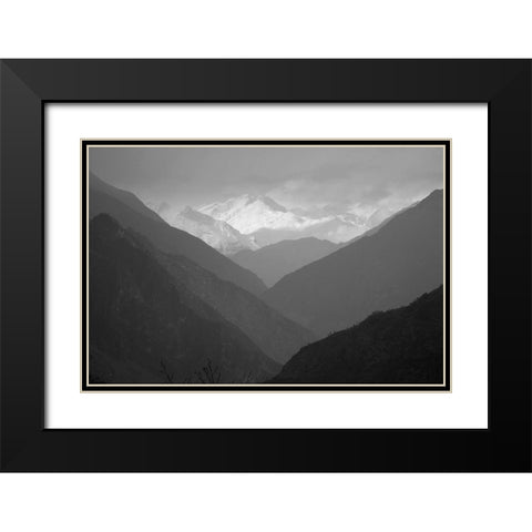 Valley Silhouette Black Modern Wood Framed Art Print with Double Matting by Anonymous
