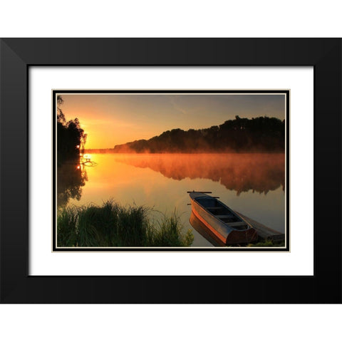 Fishermans Cove, Color Black Modern Wood Framed Art Print with Double Matting by Anonymous