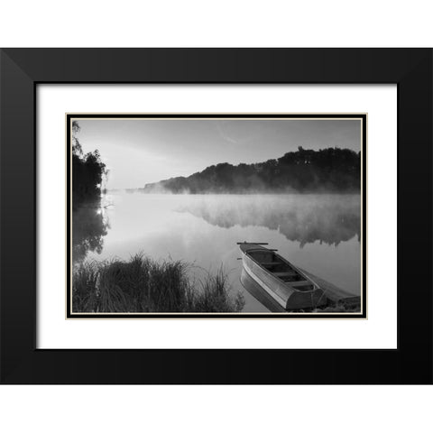 Fishermans Cove Black Modern Wood Framed Art Print with Double Matting by Anonymous