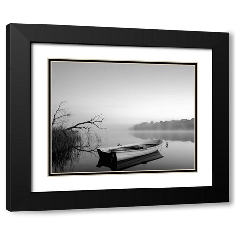 Quayside Black Modern Wood Framed Art Print with Double Matting by Anonymous