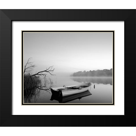 Quayside Black Modern Wood Framed Art Print with Double Matting by Anonymous