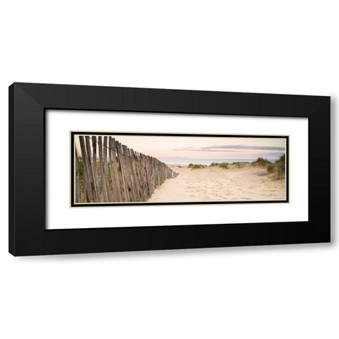 Sand Fence, Early Morning Black Modern Wood Framed Art Print with Double Matting by Anonymous